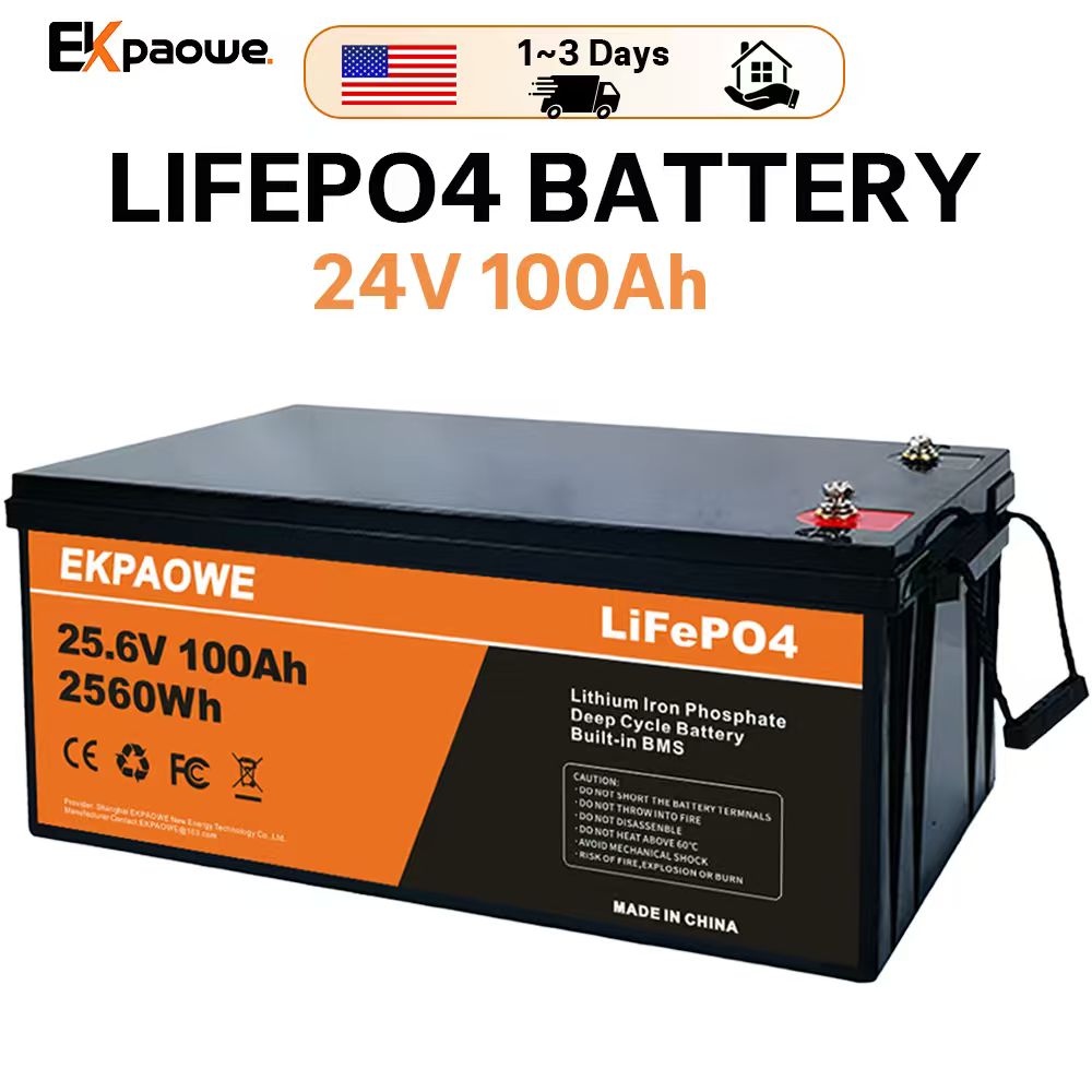 Fishing Boat Trolling Motor - EKPAOWE 24V 25.6V 100AH Akumulator LiFePO4,